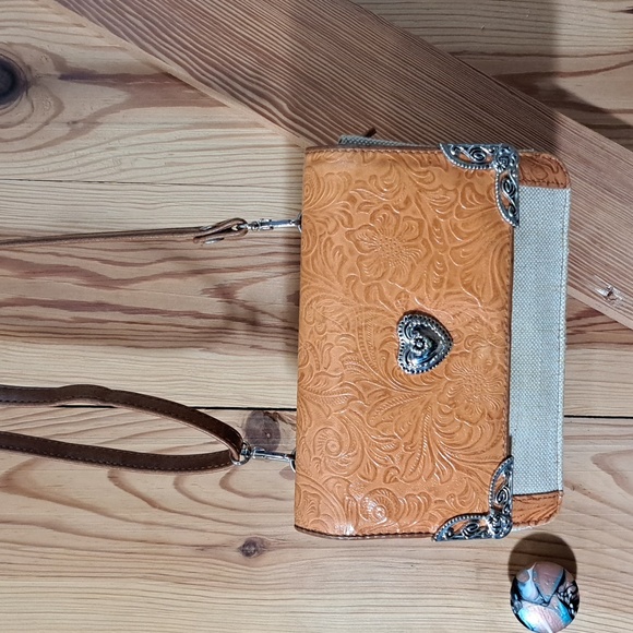 Coldwater Creek Handbags - Coldwater Creek Leather and Canvas Southwestern Crossbody NWOT